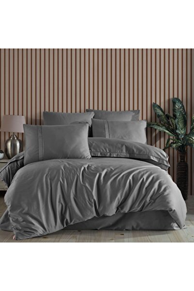 Hobby Γκρι Σετ Παπλωματοθήκης από Σατέν Διπλό - 300TC