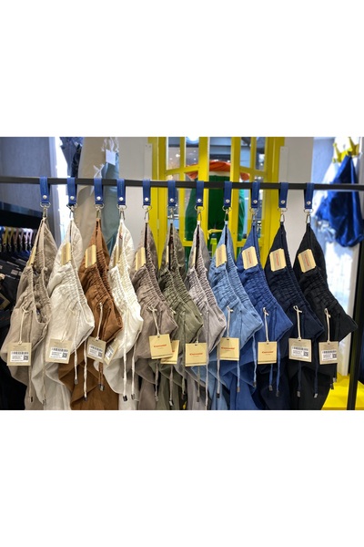 Perecoma Corcotti 100% Ham Keten Belden Lastikli Casual Fit Rahat Kalıp