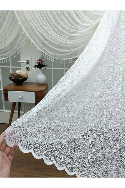 elision home Special Knitted Textured Double Breasted Tulle (Including Bead) 350x250, 1/4 Close Pleat