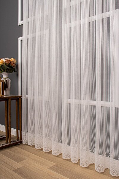 elision home Striped Skirt Damask Tulle Curtain, 350x260, Normal Pleat, 1/2.5