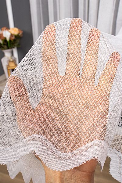 elision home Plain Pattern Knitted Plain Tulle Curtain, 400x270, Sparse Pleat, 1/2