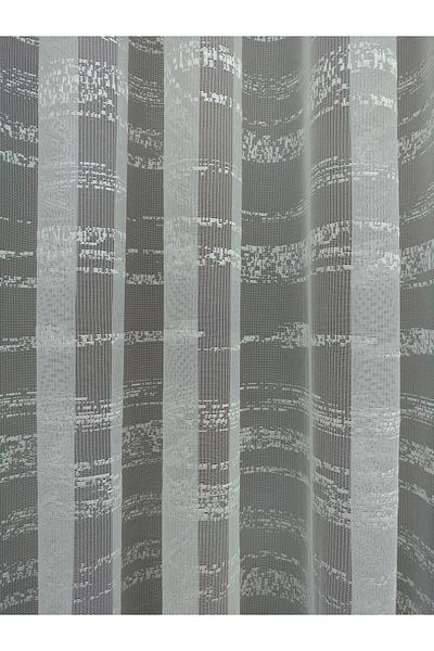 elision home Transverse Striped Skirt End Patterned Tulle Curtain, 350x250, Sparse Pleat, 1/2