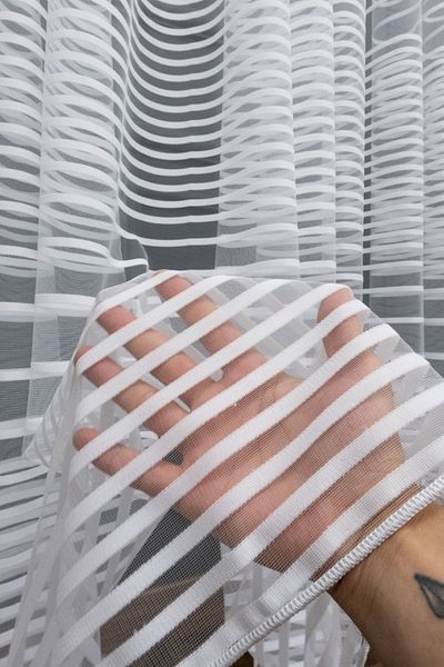 elision home Sport Pattern Striped Tulle Curtain, 600x260, Tight Pleat, 1/3
