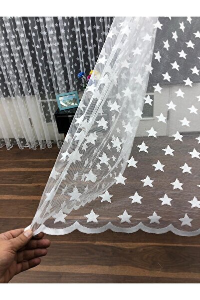 elision home Star Patterned Tulle Curtain - 350x270, Tight Pleat, 1/3