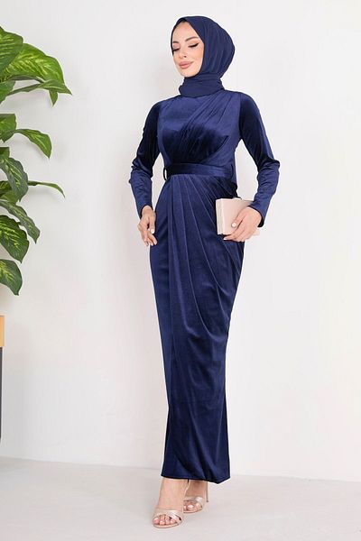 TOFİSA 23122-NAVY BLUE Večerní šaty