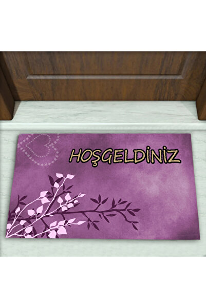 Colorix Carpet Çiçek Desenli Dekoratif Kapı Önü Paspası No: 1165