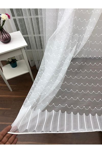 elision home Sport Pattern Lace Tulle Curtain, 100x260, Tight Pleat, 1/3