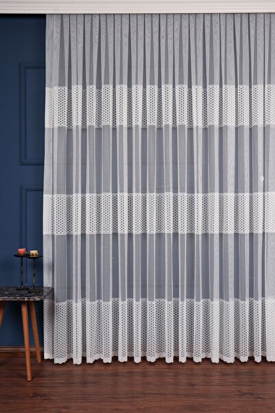 elision home Спортивні тюлеві штори з горизонтальними смугами, 200x250 см, 1/2 рідкі складки, Elısıon05201