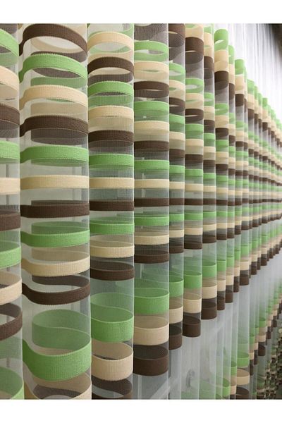 elision home Transverse Striped Banded Sports Tulle Curtain, 350x260, Tight Pleat, 1/3