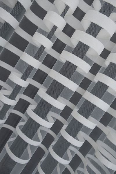 elision home Sport Pattern Taped Tulle Curtain, 250x250, Sparse Pleat, 1/2