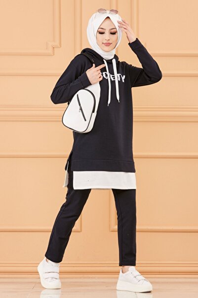 TOFİSA Γυναικείο τουνίκ παντελόνι Navy Blue - Straight Medium 3553