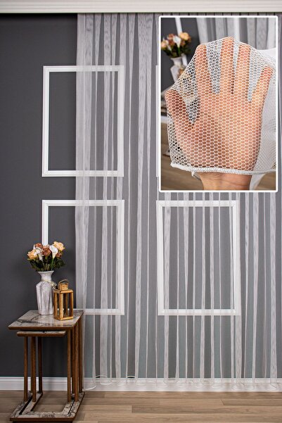 elision home Елітна в'язана пряма тюлева штора, 400x270, щільна складка, 1/3