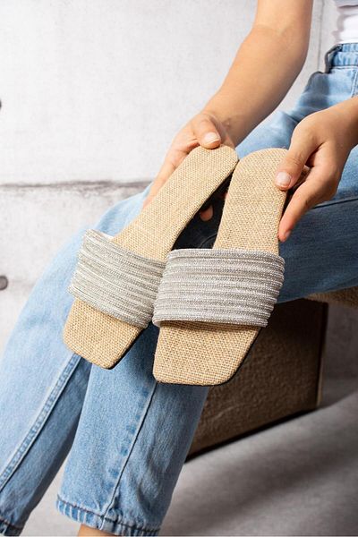 topukludünyası Elegant Stone Detailed Stylish Women's Evening Dress Slippers