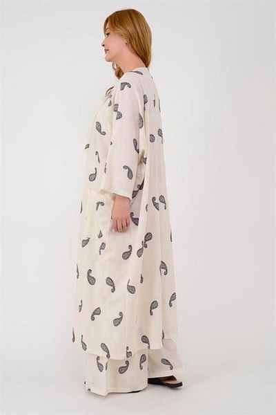 Rabiossa RAW LINEN PATTERNED ETHNIC SUIT