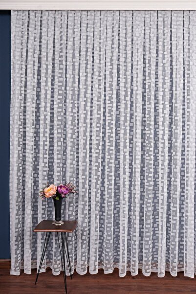 elision home Tile Pattern Knitted Tulle Curtain Normal Pleat Elıon01041