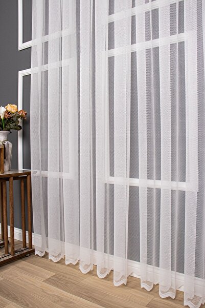 elision home Plain Pattern Knitted Plain Tulle Curtain, 400x270, Sparse Pleat, 1/2
