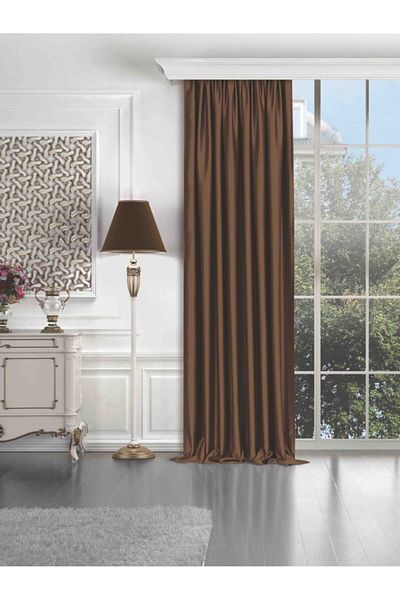 elision home Earth Color Blackout Curtain Light Proof Original 1stQuality Extra-forced Non-Pleated Blackout Background Curtain