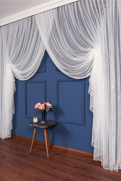 elision home Ecru Lace Mesh Double Breasted Curtain, 250x260cm, 1/4, Elısıon7085