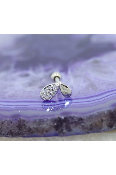 agbtasarım Zircon Stone "Helix, Lobe, Nostril, Tragus" Cartilage - Nose and Ear Butterfly Figured Piercing