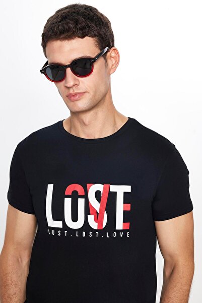 Tudors Ανδρικό μπλουζάκι με στάμπα σε μαύρο χρώμα - 100% βαμβάκι, λαιμόκοψη