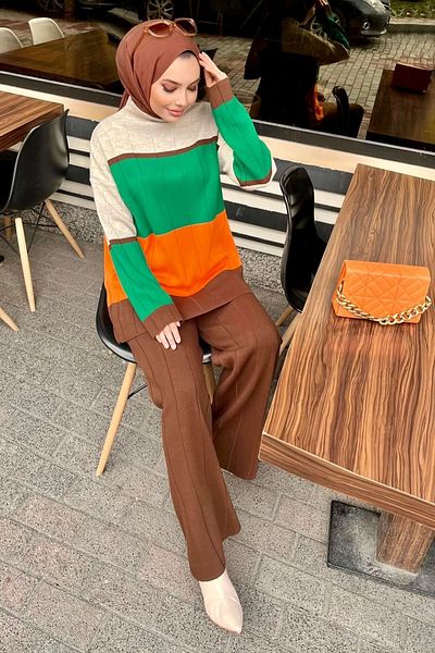 TOFİSA 21796-brown Knitwear Tunic Trousers