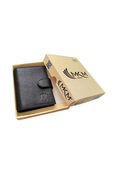 MKM Luxury Leather Card Holder Wallet - Vertical Snap Model