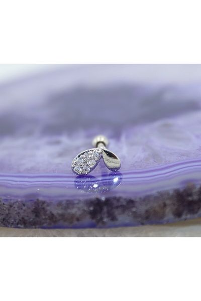 agbtasarım Zircon Stone "Helix, Lobe, Nostril, Tragus" Cartilage - Nose and Ear Butterfly Figured Piercing