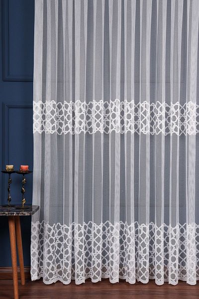 elision home Flush Knitted Lace Tulle Curtain, 300x250cm, 1/2 Sparse Pleat, Elısıon04001