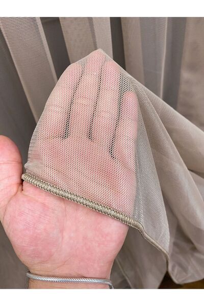 elision home Plain Mink Tulle Curtain, 550x270, Sparse Pleat, 1/2