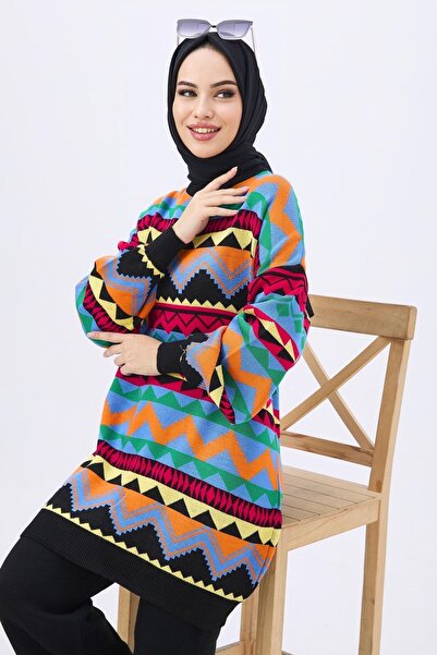 TOFİSA Black Knitwear Tunic and Trousers Set - Plain Medium Women - 21834