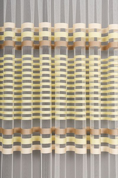 elision home Transverse Striped Banded Sports Tulle Curtain, 100x270, Sparse Pleat, 1/2
