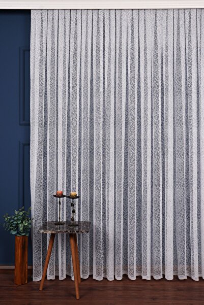 elision home Cam Kırığı Desen Örme Tül Perde 350x250cm (1/3) Sık Pile Elısıon...