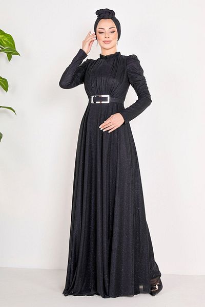 TOFİSA Černé dámské večerní šaty Hakim Collar - 23119