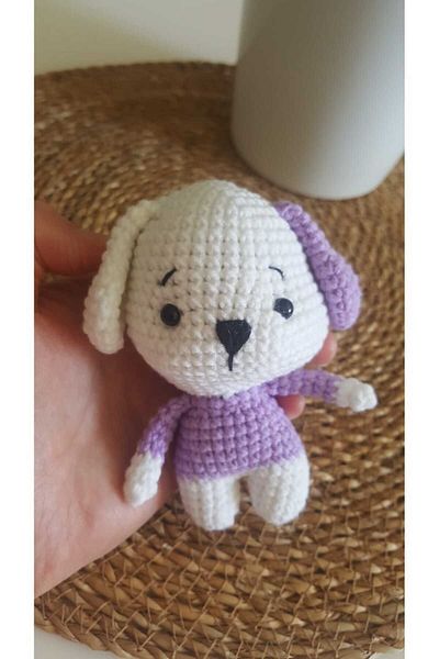 Penguen Lilac White Knitted Dog Toy