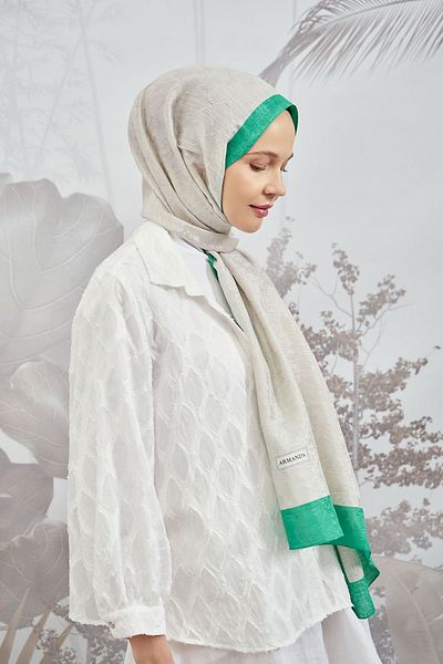 ARMANDA Chain Monogram Shawl - New Trend Color Shawl Scarf Hijab - Stone-benetton