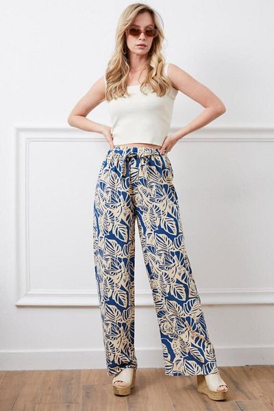 Freeista Indigo Trousers with Elastic Waist Pattern