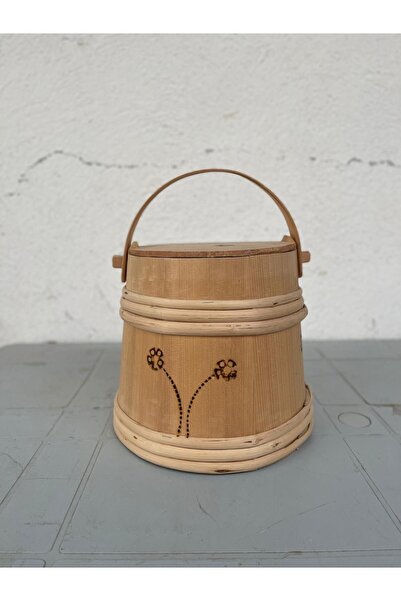 uzunoğlu bakır ürünleri Ahşap 3lt Külek Tereyağ Saklama Kabı 22cm