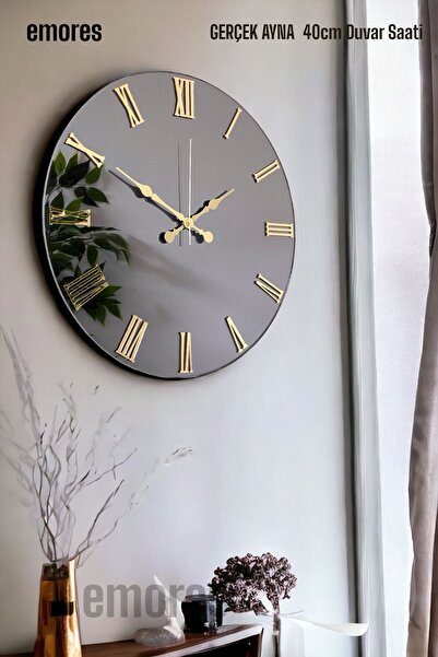 EMORES 41 Cm Gerçek Ayna Pleksi Rakam Dekoratif Duvar Saati