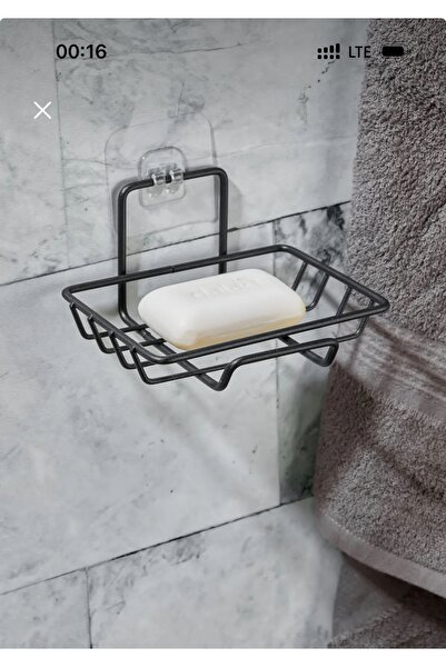 Patulya Aksesuar Süper Güçlü Yapışkanlı Siyah Metal Katı Sabunluk/sabun tutuc...