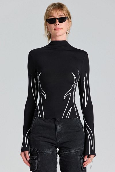 boutiquen 2777 Μπλούζα με ασπρόμαυρο σχέδιο