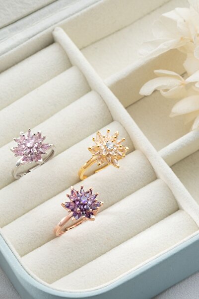 Silvano Jewelry 925 Ayar Gümüş Ayarlanabilir Lotus Çiçeği Yüzük
