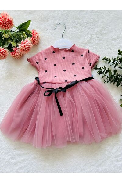 Baby Buu Kalp puantiyeli tütü etekli kız bebek bayramlık doğum günü düğün elb...