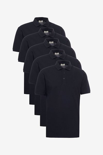 George Henry Ανδρικό μπλουζάκι Polo Neck Slim Fit - Πακέτο 5, Βαμβακερό ύφασμα που δεν συρρίνεται, Χωρίς μπούκλες