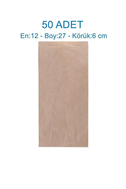 Azazgelsin 50'li Orta Boy Hediye Sandeviç Kese Kağıdı (12X27X6 CM, KAHVERENGİ)