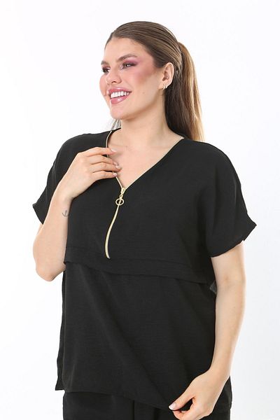 MJORA Black Aerobin Pants & Blouse Plus Size Set