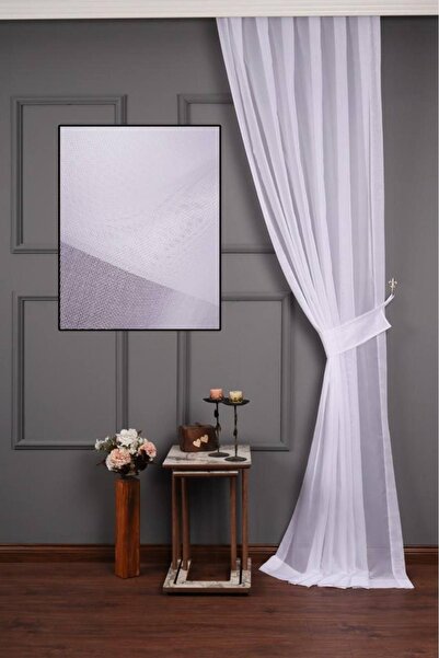 elision home Біла тюлева завіса 100 X 250 см 1/3 щільна складка