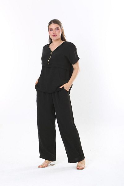 MJORA Black Aerobin Pants & Blouse Plus Size Set