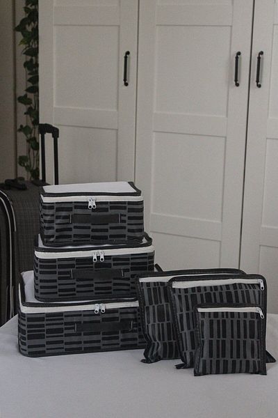 ADARYA HOME 6-Piece Suitcase Organizer Suitcase Organizer Set - Travel Case - Zebra Pattern (Anthracite)