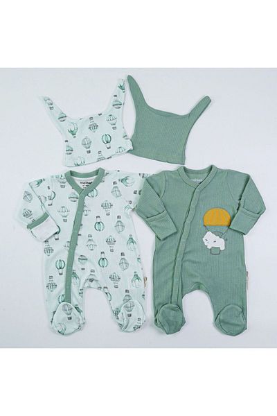 Puppis Baby Natural Double Jumpsuit Set with Balloon Hat
