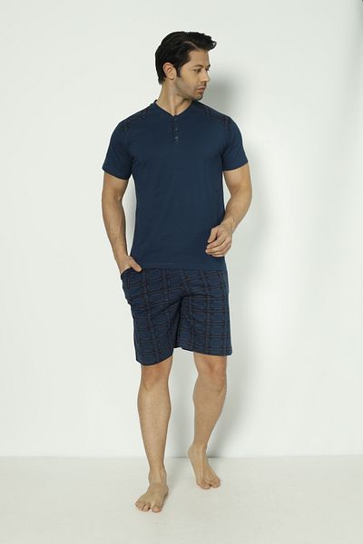 makkash Ανδρικό Σετ Πιτζάμες 3 τεμαχίων Navy Blue - Σετ Προίκας Γαμπρού